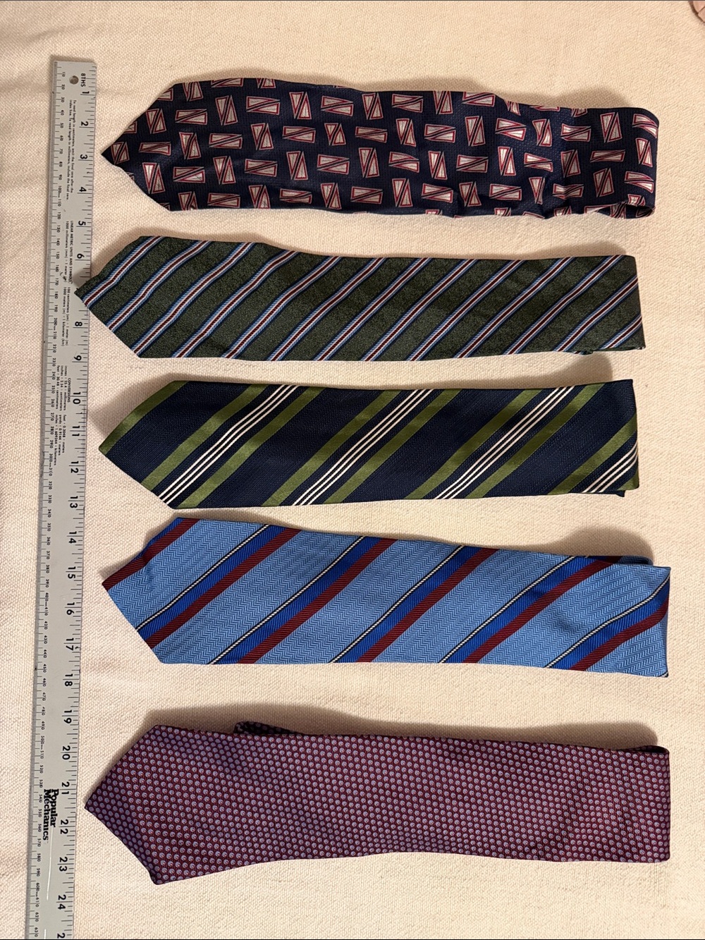 Hickey Freeman Five Men's Ties in Navy, Green, Light Blue, Burgundy, Purple